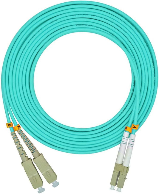 Jeirdus 30Meters 100ft LC to SC Duplex 50/125 10G OM3 Multi-Mode Fiber Optic Cable Jumper Optical Patch Cord LC-SC
