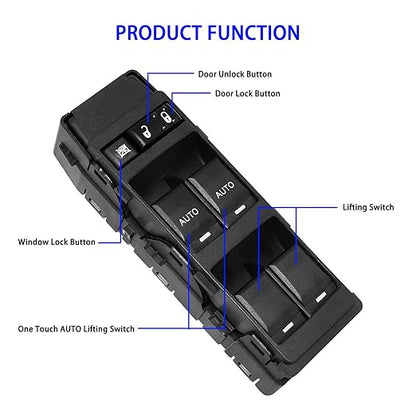 Left Front Driver Side Power Window Switch Compatible with 2006-2010 Jeep Grand Cherokee & Dodge Charger & Chrysler 300, 2007-2009 Chrysler Aspen&Dodge Durango, Replacement for 4602736AA 4602781AA