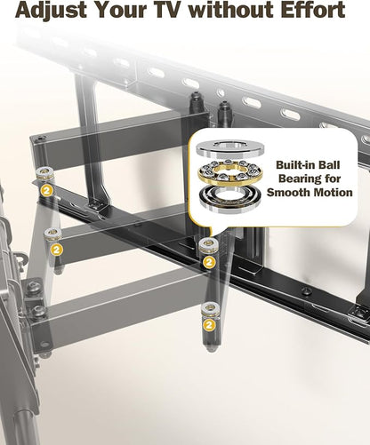 Mounting Dream UL Listed Full Motion TV Wall Mount for Most 42-84'' TVs, TV Mount with Premium Ball Bearing Design for Smooth Extension and Swivel, Max VESA 600x400mm, 100LBS, Up to 24'' Wood Stud