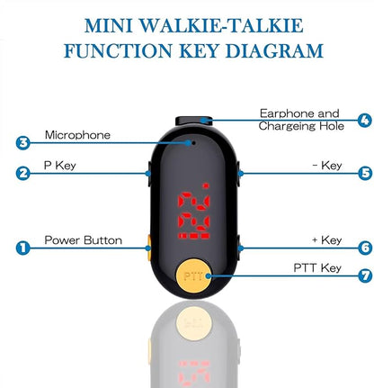 ELIDAIP T-M9 Ultra Mini Walkie Talkies with Earpieces,25 Channel Small Two Way Radio Rechargeable Portable 2 Way Radios with Li-Polymer Battery and Charger for Restaurant,Out Door Sport,Black 1-Pack