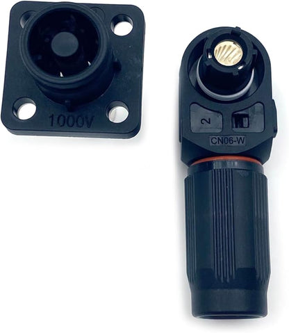 1 Set Battery Energy Storage Connector, 200A High Current Connectors Quick Plug Terminal Black Right Angle Plug and Socket IP67 Waterproof Power Adapter Crimping 50mm² Wiring (1500V)