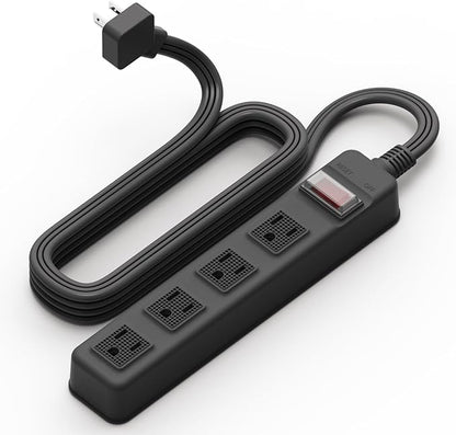 S.O.V Splashproof IPX4 Power Strip, Patented Zero-Current Auto Shut Off, ETL Listed, 4-Outlet Flat Plug, Black, 10ft Cord
