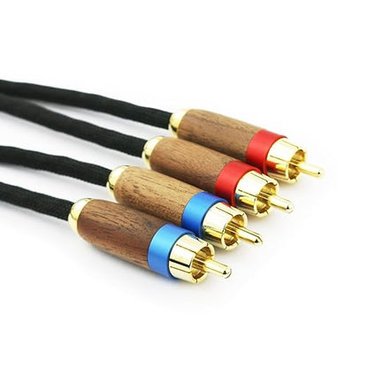 NewFantasia Audiophiles 2RCA Male to 2RCA Male Stereo Audio Cable HiFi System Interconnect Cable 6N OCC Copper Silver Plated Cord Walnut Wood Shell 2 RCA to 2 RCA 0.5m 1.6ft