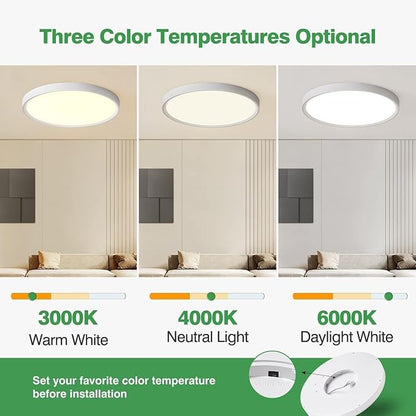 6PK 15.8 Inch LED Flush Mount Ceiling Light, 32W, 3480LM, 3000K/4000K/6000K CCT Selectable, Round Flat Panel Light Low Profile Ceiling Light Fitures for Hallway, Kitchen, Bedroom, Laundry Room, White