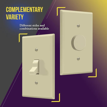ENERLITES Toggle Light Switch Wall Plate, Gloss Finish, Size 1-Gang 4.50" x 2.76", Unbreakable Polycarbonate Thermoplastic, 8811-I-10PCS, Ivory (10 Pack)