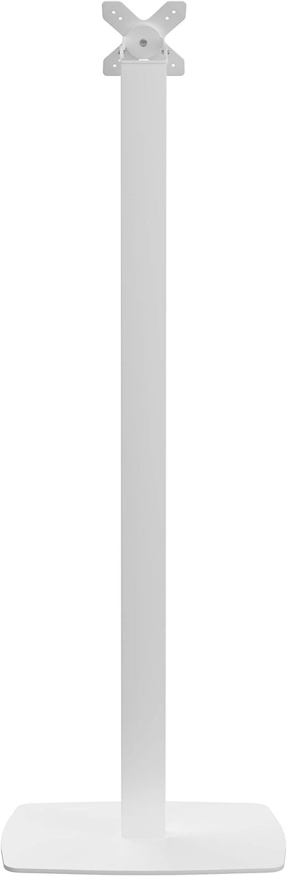 Metal Pole Floor Stand- CTA Premium Thin Profile Retail & Tradeshow Stand with VESA Plate and Base – Compatible with CTA’s Locking Mount (PAD-PARAW) or Any VESA Compatible Mount (ADD-CHKW) - White