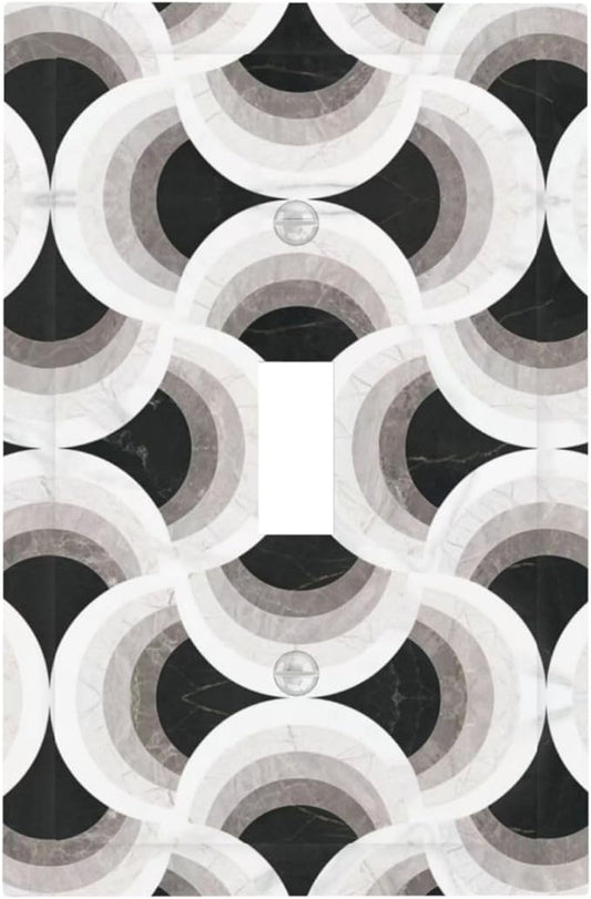 Bvtewkhz Black/White Art Marble 1 Gang Single Toggle Decorative Light Switch Covers Electrical Faceplate Switch Plates for Bathroom Kitchen Home