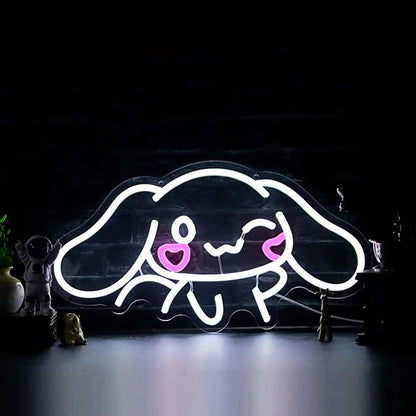 THIIXDAI Cinnamoroll Neon Sign for Room Decor, USB Powered LED Lights with Dimmable, Japanese Cartoon Dog Neon Signs, Cute Night Light Gifts for Children (16.1"L x 9.1"W)