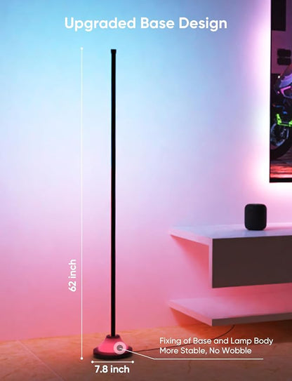 RGB&IC Smart Corner Floor Lamp – 20 W/1100 lm, 24‑Zone DIY & Music‑Sync LED Standing Lamp, App & RF Remote Control, Alexa & Google Home Compatible, Durable Aluminum‑Alloy Base for Living Room Bedroom