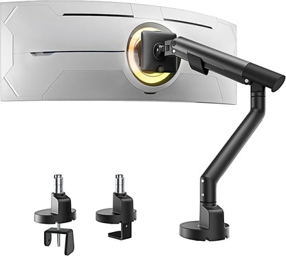 monTEK Single Monitor Arm for 17-40 Inch Screens, Up to 24.25lbs, Heavy Duty Monitor Mount with VESA Mount, Full Motion Adjustment Monitor Stand C-Clamp/Grommet Base, MA1010BK