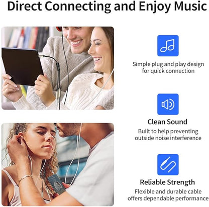 XANHAM 3.5mm Audio Stereo Y Splitter TRS Aux 1/8 Inch Mini Jack Extension 1 in 2 Out Adapter Cable for Headphone Audio Sharing Compatible with iPhone, iPad, iPod, Smartphone, Tablet, Laptop/PC, etc