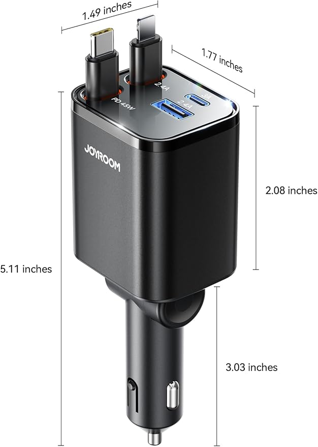 [2025 Ultra-Compact] 84W Retractable Car Charger, [Upgrade PD 45W] Car Charger USB C for iPhone 16 Pro Fast Charging, Car Accessories, Travel Essentials Gifts for Women Men, for iPhone 16 15 14 13 12