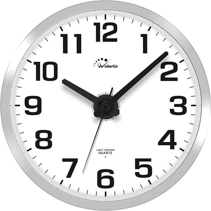 WallarGe Night Light Wall Clock for Bedroom - Silent Lighted up Wall Clock Glow in The Dark, Battery Operated Wall Clocks for Living Room/Kitchen, Easy to Read Large Digital Display, 12 Inch