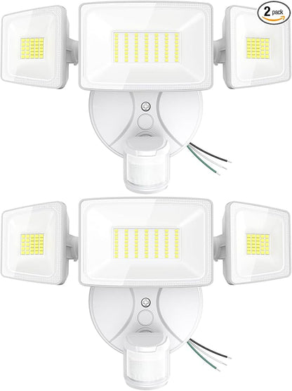 Onforu 2 Pack 75W LED Motion Sensor Outdoor Lights, 7000LM Dusk to Dawn Outdoor Lighting, 6500K Motion Detector Flood Light, IP65 Waterproof Hardwired LED Security Light for Yard Garage(White)