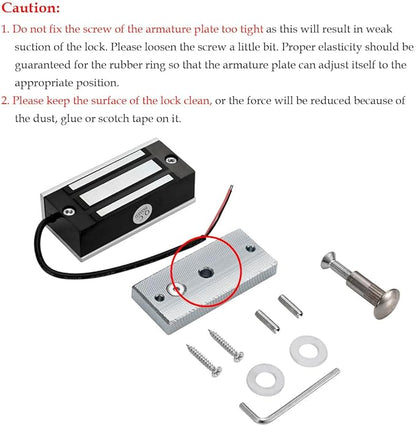 Electric Magnetic Lock 60KG 130LBS Holding Force Electromagnet Lock 12V Fail Safe NC Mode Single Door for Access Control System