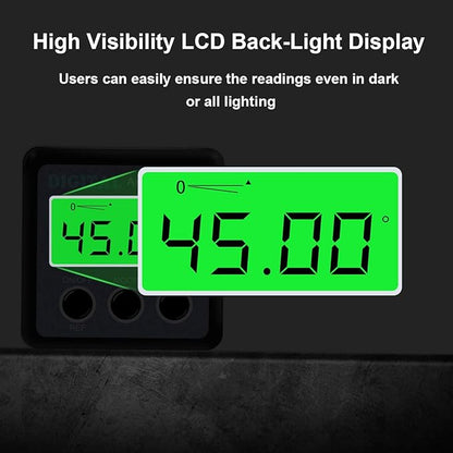 Digital Angle Gauge, Angle Finder Magnetic Digital Level Protractor, Table Saw Accessories with LCD Backlight Display Data Hold and V-groove & Magnetic Base