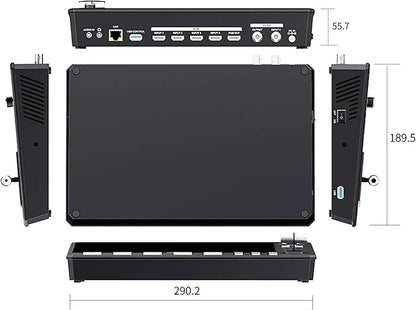 Feelworld L4 Switcher 10.1 Inch Touch Screen Multi-Camera Video Mixer Switcher,4xHDMI,SDI,Audio Input/Output,App/PTZ Control,USB3.0 Fast Streaming,Built-in Cooler,13 Transitions