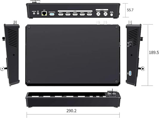 Feelworld L4 Switcher 10.1 Inch Touch Screen Multi-Camera Video Mixer Switcher,4xHDMI,SDI,Audio Input/Output,App/PTZ Control,USB3.0 Fast Streaming,Built-in Cooler,13 Transitions