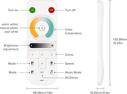 BTF-LIGHTING SP630E Bluetooth Controllers 4 Zones 2.4GHz RF RB2 Remote Kit Support FCOB COB SMD PWM or SPI CCT Dual White Tunable Color Temperature LED Strip WS2811 IC etc DC5V DC12V DC24V