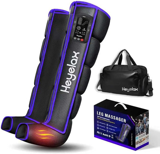 Heyelax Leg Compression Massager for Circulation and Pain Relief FSA, Recovery Boots Sleeve for Fast Therapy, Cordless Leg Massager with Heat as Ideal Gifts for Men Women (Large,2-Pack)