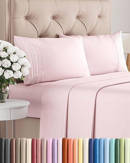Cal King Size 4 Piece Sheet Set - Comfy Breathable & Cooling Bed Sheets Set - Hotel Luxury Bedding for Women, Men, Kids, Teens, Boys & Girls - Deep Pockets and Wrinkle Free - Oeko-Tex - Lavender Pink