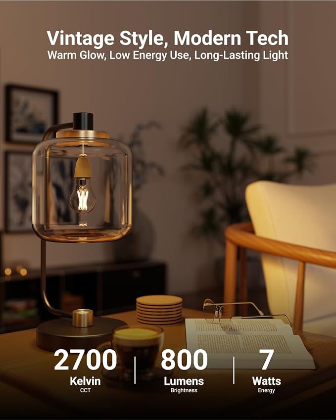 Sunco 40 Pack A15 Light Bulb LED, Edison Style Bulb, Dimmable Vintage Filament Lighting, 800 LM, 7W (60W Equivalent), 2700K Soft White, E26 Medium Base, Wet Rated UL