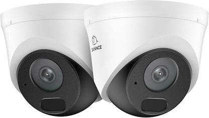 SANNCE 5MP HD PoE Dome Security Camera - 100ft Dual IR Night Vision, Human and Vehicle Detection, IP67 Weatherproof, H.265+ IP Surveillance Camera for Indoor Outdoor(2 Pack)