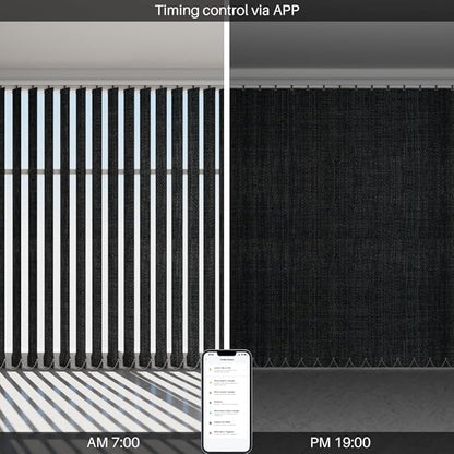 Blindify Motorized Vertical Blinds Compatible with Alexa Google Home, Blackout Sliding Door Shades Smart Vertical Blinds Remote Control Customize, 3-Layer Dark Grey