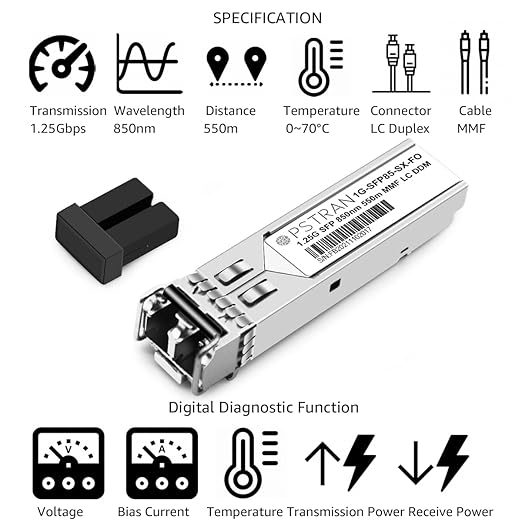 OPSTRAN 1000BASE-SX SFP Optical Transceiver Module Compatible with Fortinet FN-TRAN-SX FG-TRAN-SX FR-TRAN-SX 850nm 550m DDM Duplex LC MMF 10pcs/Pack