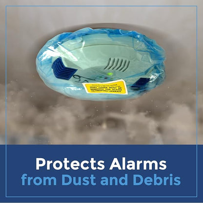 IMPRESA Pack of 12 Temporary Smoke Detector Cover Pack - Dust & Debris Barrier with Smoke Detector Dust Guard - Fire Alarm Cover for Renovation & Cooking - Alarm Caps for Construction
