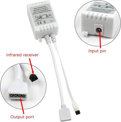 Taoellen RGB LED Light Strip Remote Controller, Dimmer for RGB LED Strip Lights, 24 Key Wireless IR Remote Controller for SMD 5050 3528 Rope Lights