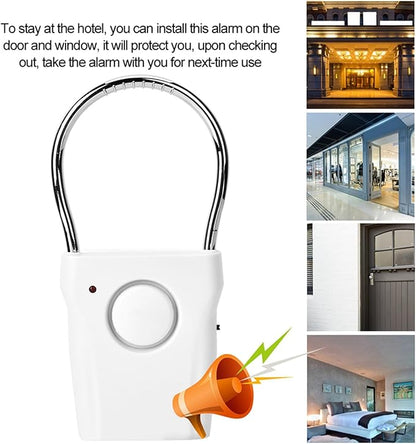 BORDSTRACT Door Handle Alarm, 120dB Vibration and Touching Triggered Portable Door and Window Alarm, for Traveling, Hotel, Apartment, Home Security