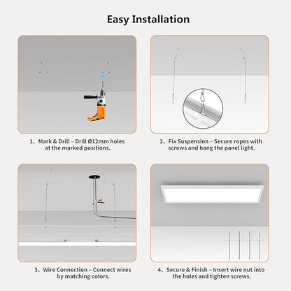 AIKVSXER 36 Pack 1x4 LED Flat Panel Light, 50W 5500LM Surface Mount Ceiling Fixture, 3CCT (3000K/4000K/5000K), Ultra-Thin 48In, 10-100% Triac Dimmable for Kitchen, Garage, Office, Basement
