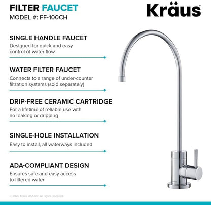 KRAUS Purita 100% Lead-Free Kitchen Water Filter Faucet in Chrome, FF-100CH