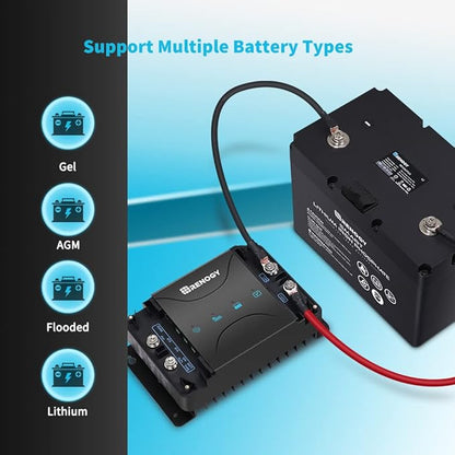 Renogy 50 Amp MPPT Charge Controller 12V MPPT Solar Charge Controller, Capable for Solar Panel and Alternator Power Input, with DC to DC Battery Charger Function, for Gel, AGM, and Lithium Batteries