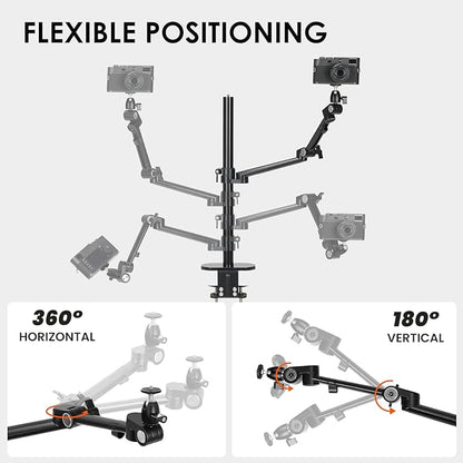 TARION Modular Desktop Camera Mount - 19"/48 cm DSLR Desk Arm with 1/4" Screw Ballhead 360 Degrees Adjustable - Compatible with 35 mm Rods - Titanrig Arm Z