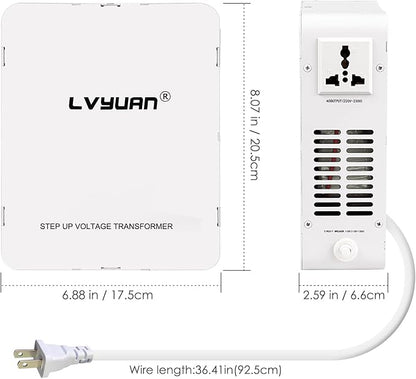 LVYUAN 1000W 110/120V to 220/240V Voltage Converter Step Up Transformer Electrical Converter with Circuit Breaker Protection for Euro China Korea Appliances[3 Year Warranty]