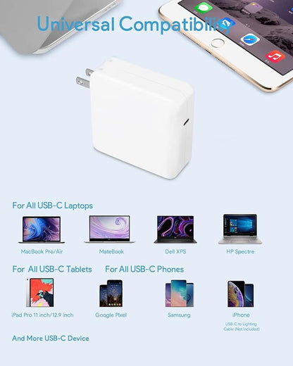 Mac Book Pro Charger, 70W USB C Charger Power Adapter for MacBook Pro/Air 13/14 Inch, for MacBook 12 Inch, Included USB-C to USBC Charge Cable (6.6ft/2m)