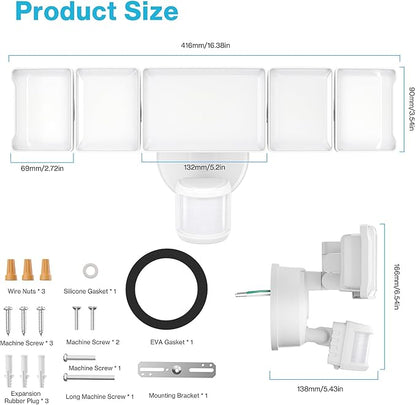 Olafus 130W Motion Sensor Outdoor Lights, 13000LM 2 Pack Motion Sensor Flood Light, Dusk to Dawn Outdoor Lighting, IP65 Waterproof Motion Detector Lights for Outside, White