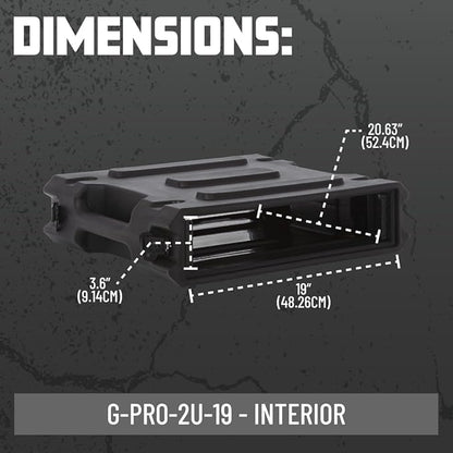 Gator Cases Pro Series 2U Rack Case with Standard 19" Depth, Roto Molded Made in USA (G-PRO-2U-19)