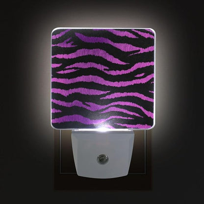 Pigsaly Led Night Light Black Magenta Purple Tiger Stripe Night Light Plug in Wall Lamp Smart Dusk to Dawn Sensor Nightlight Led Lamp Energy Saving Lights Gift for Kids Room Bedroom Bathroom Hallway