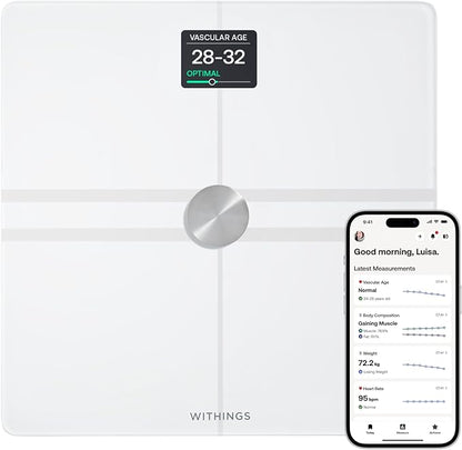 WITHINGS Body Comp WLAN Smart Scales with Full Body Analysis Including Fat Content, Muscle Mass, Bone Density, Visceral Fat, Digital Personal Scales/Body Fat Scales with Bluetooth
