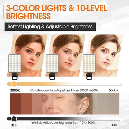 JINGCOOL Magnetic Selfie Light, Portable Phone Clip, 6 oz, Rechargeable Ring Light for iPhone, Laptop, Camera, 10-Hour Working, 3 Light Modes for TikTok, Instagram, Vlog, Video Recording