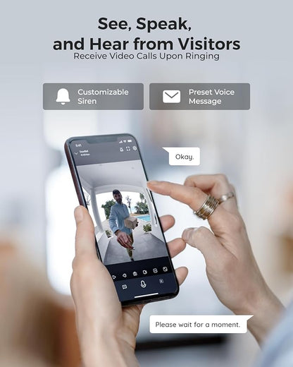 REOLINK 2K Video Doorbell Wi-Fi Camera with Chime, 3:4 Head-to-Toe View, 180°View, 5/2.4 GHz Wi-Fi, 2-Way Talk, Person/Package Detection, Waterproof, Smart Alerts, Works NVR(Wired)