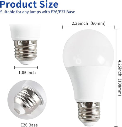 LQ BSDERA 2PK Full Spectrum Light Bulbs, 9W, 6000K Natural Light That Mimic Sunlight, Boosts Mood, Energy, Focus, A19, Sunlike Happy Light Bulbs with E26/27 Base for Most Lamps