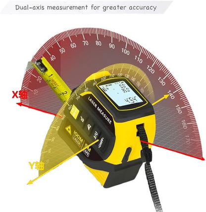 4-in-1 Digital Laser Tape Measure, 16FT Measuring Tape, 328ft Laser Distance Meter, Cross-Line Laser Ruler, Rechargeable, 3000 Uses/Charge, for DIY & Construction