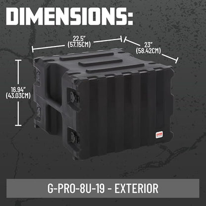 Gator Cases Pro Series 8U Rack Case with Standard 19" Depth, Roto Molded Made in USA (G-PRO-8U-19)