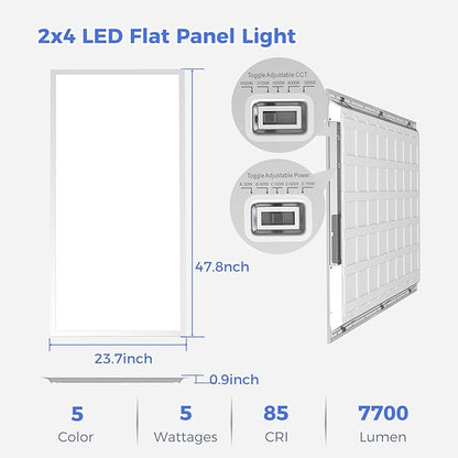 AIKVSXER 10 Pack 2x4 LED Flat Panel Light - 5CCT 3000K-6500K Selectable Color Temperature 0-10V Dimmable 2x4 LED Drop Ceiling Light Fixture Commercial