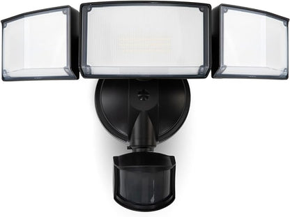 LUTEC 72W 7500LM LED Security Lights Motion Sensor Light Outdoor, 5000K Daylight, IP65 Waterproof, Dusk to Dawn, 3-Head Motion Detected Flood Light for Garage, Yard, Porch(Black)