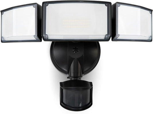LUTEC 72W 7500LM LED Security Lights Motion Sensor Light Outdoor, 5000K Daylight, IP65 Waterproof, Dusk to Dawn, 3-Head Motion Detected Flood Light for Garage, Yard, Porch(Black)
